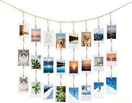 Fotoseil mit Holzklammern, Hängende Foto-Display