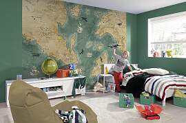 Fototapete KOMAR "Old Travel Map", grün 