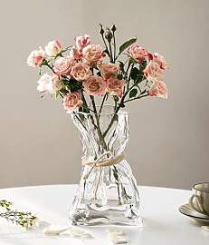 FOWSEEK Kleine Glas-Blumenvase, unregelmäßige,