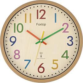 Foxtop Funk Wanduhr für Kinder 30cm - Lautlose