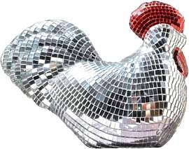 FQRDKT Huhn-Statue, Spiegeldekoration, Scheibe,
