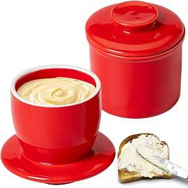 Französische Butterdose, Keramik Butterdose mit
