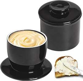Französische Butterdose, Keramik Butterdose mit