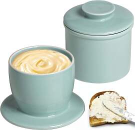 Französische Butterdose, Keramik Butterdose mit
