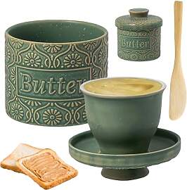 Französische Butterdose Mit Deckel, Keramik