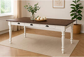 Französischer Landhausstil Esstisch, altweiß