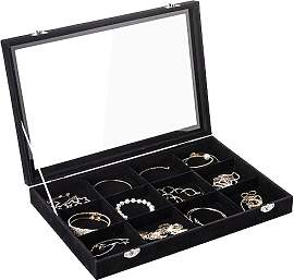 Frebeauty Schmuck Tablett 12 Gitter Samt Schmuck