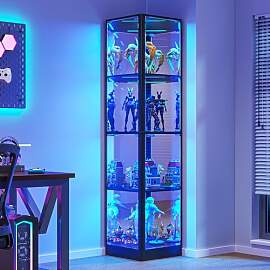 FREDEES Glas Vitrine mit LED-Beleuchtung,