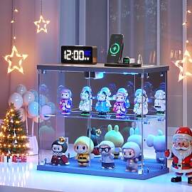 FREDEES Glasvitrine Stehend mit LED Beleuchtung -