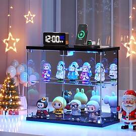 FREDEES Glasvitrine Stehend mit LED Beleuchtung -