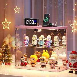 FREDEES Glasvitrine Stehend mit LED Beleuchtung -