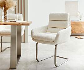 Freischwinger Abelia-Flex mit Armlehnen Bouclé