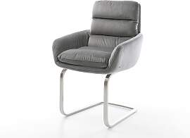 Freischwinger Abelia-Flex mit Armlehnen Samt Grau