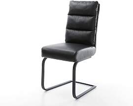 Freischwinger Pela-Flex Echt-Leder Schwarz