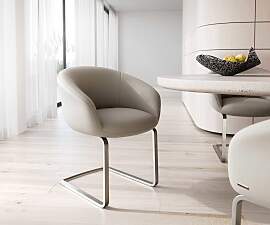 Freischwinger Vinka-Flex mit Armlehnen Echt-Leder