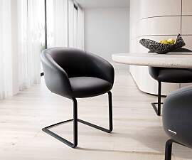 Freischwinger Vinka-Flex mit Armlehnen Echt-Leder