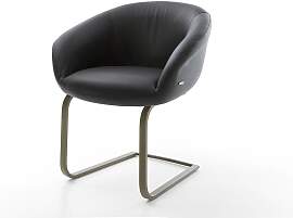 Freischwinger Vinka-Flex mit Armlehnen Echt-Leder