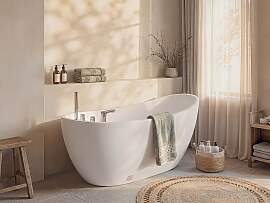 Freistehende Badewanne mit Armatur 150 x 75 x 70