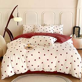 Freyamy Bettwäsche 200x200cm 3teilig Weiß Rot