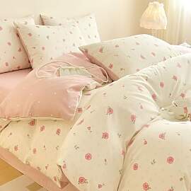 Freyamy Blumen Bettwäsche 220x240 Baumwolle Beige 