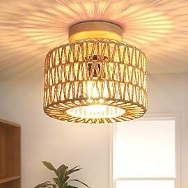 FRIDEKO HOME Deckenlampe Holz Ø22cm,Deckenleuchte 