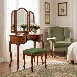 Frisiertisch mit Hocker im Barock Style Nussbaum