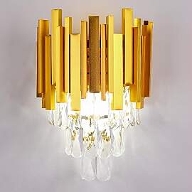 FRIXCHUR Kristall Wandleuchte Gold 2-flammige E12