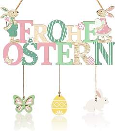 Fröhliches Ostern Deko Türschild aus Holz,
