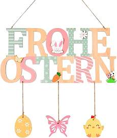 Frohe Ostern Holz Dekoschild, Osterdeko zum