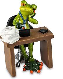 Froschmann Homeoffice mit Laptop am Schreibtisch