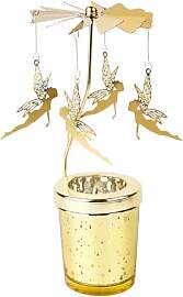FRUHLING Windlicht Karussell Gold Glas Rotierender 