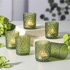FUND AMLIGHT 12 Stück Grün Teelichtgläser,