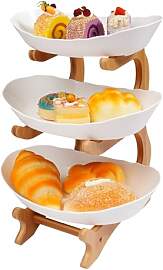 FUNYSF Holz + weiß 3 tier meta 3 tier fruit bowl