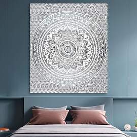 FURNISHFUL FINESSE Mandala Wandteppich Grau