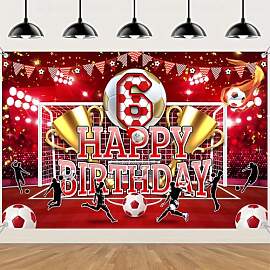 Fussball Deko 6. Geburtstag Banner Kinder - Rot