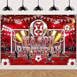 Fussball Deko 8. Geburtstag Banner Kinder - Rot