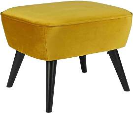 Fußhocker Sara aus Samt, modern gepolstert, ocker 
