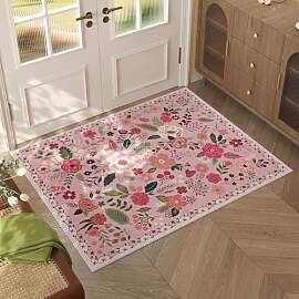 Fußmatte 60x90 cm Elegante Rosa Blumen Fussmatte