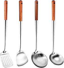 FutureHight Langer Rostfreier Stahl Wok Spachtel