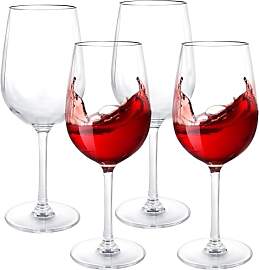 FWEEK 4 Stück Plastic Wine Glass, Rotweingläser