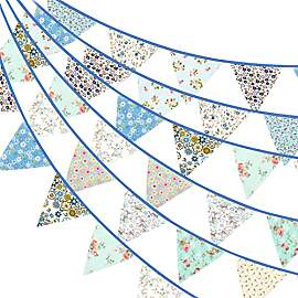 G2PLUS 12m Blau Wimpelkette Stoff Blumen: 42 STK