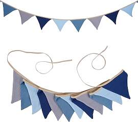 G2PLUS Blau Grau Musselin Wimpelkette