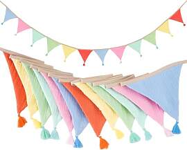 G2PLUS Musselin Wimpelkette Kinderzimmer mit