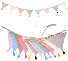 G2PLUS Musselin Wimpelkette Kinderzimmer mit