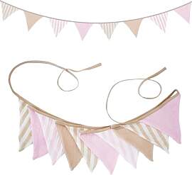 G2PLUS Rosa und Beige Musselin Wimpelkette