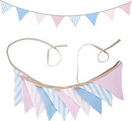 G2PLUS Rosa und Blau Musselin Wimpelkette