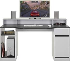 Gaming Tisch in Anthrazit/Weiß