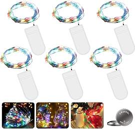GAOUTO 6 Stück LED Lichterkette Batterie, 2M