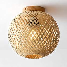 GAOUTO Boho Rattan Lampenschirm, Bambus Holz