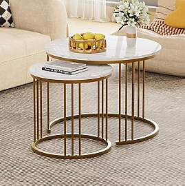 Garden 4 you Couchtisch Rund, Satztisch 2er Set,